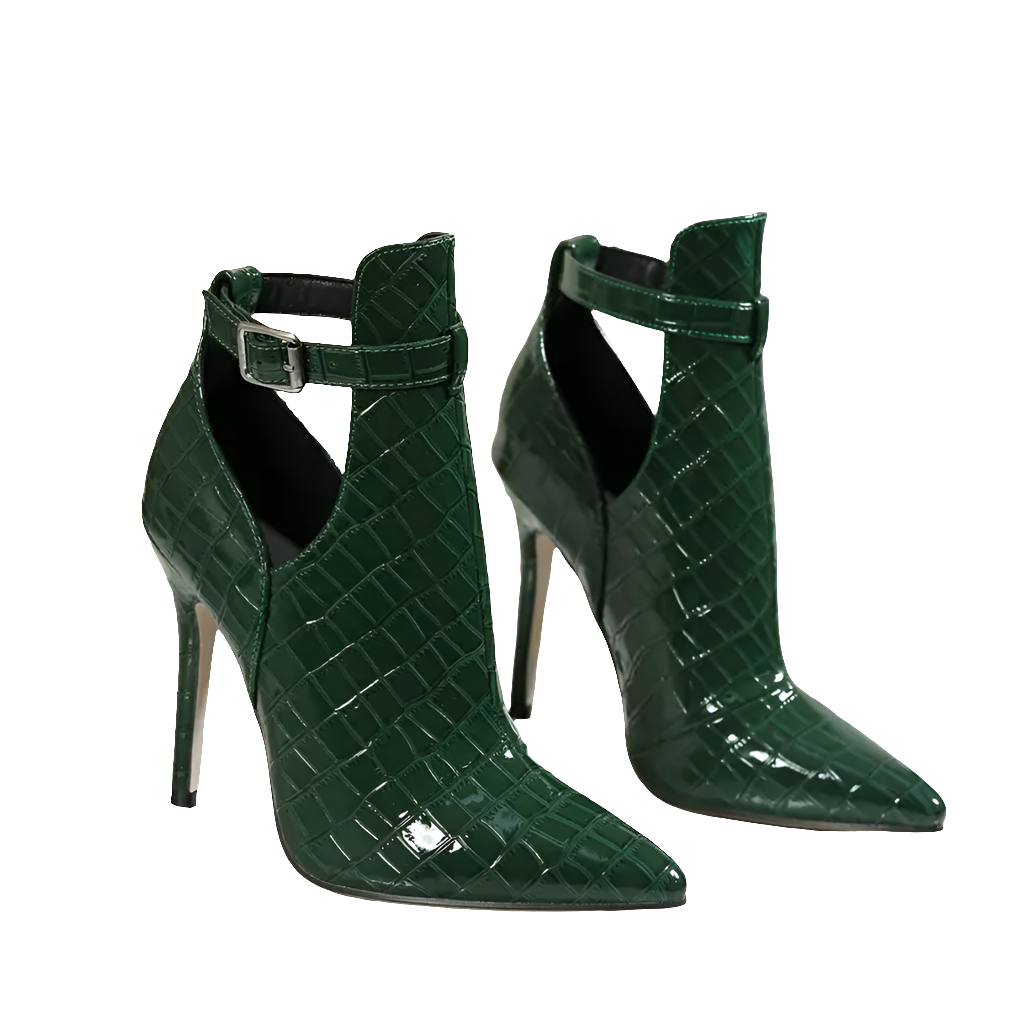 Green leather stilettos