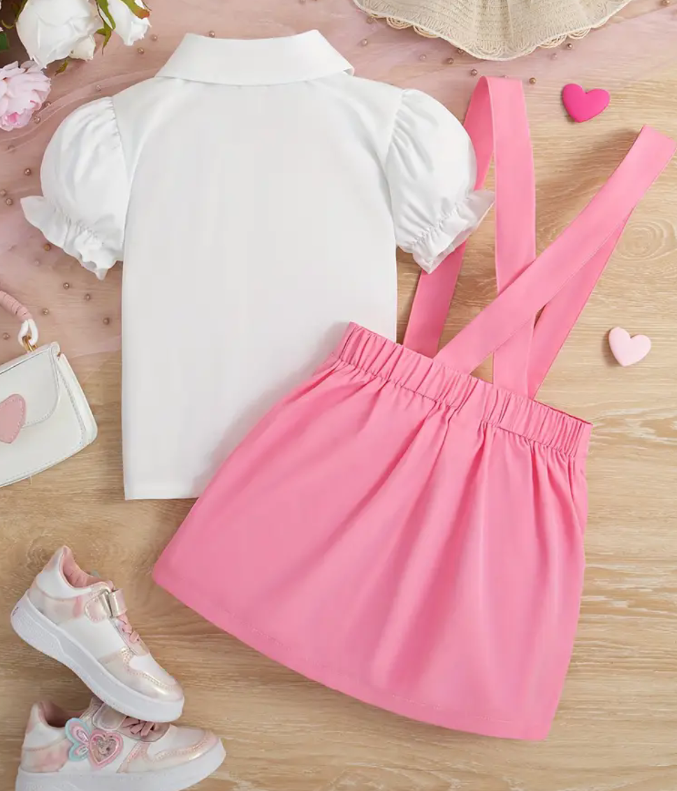 Girl Pink and White Dress set