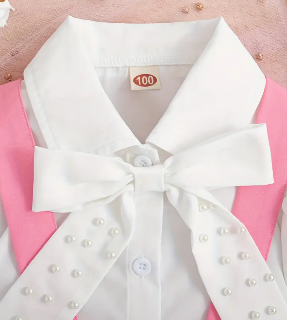 Girl Pink and White Dress set