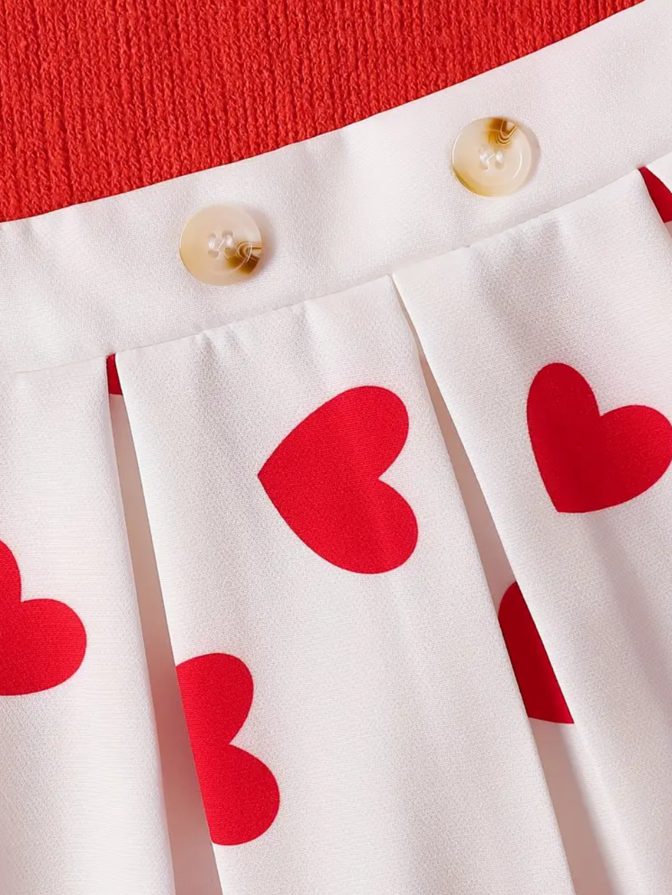 Girls Heart two piece skirt set