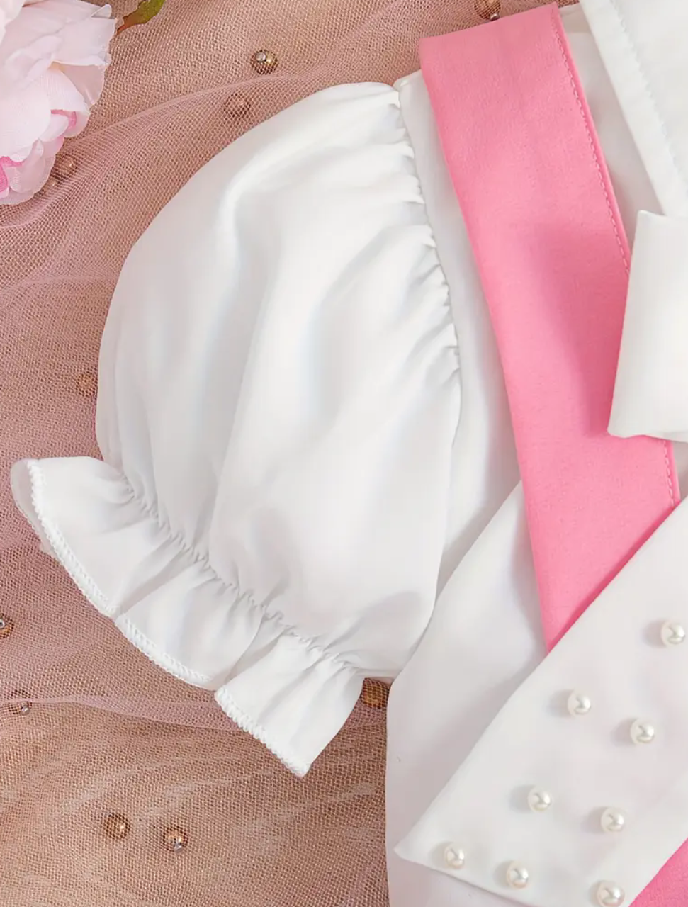 Girl Pink and White Dress set