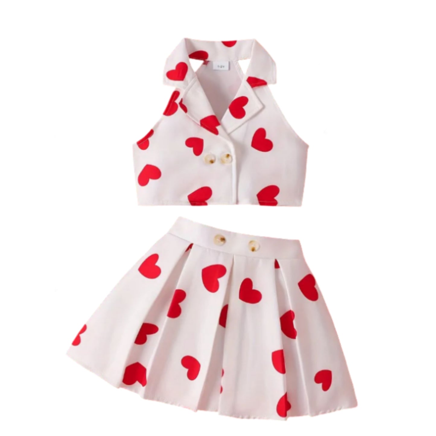 Girls Heart two piece skirt set
