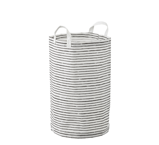 Black & White Stripe Laundry Basket