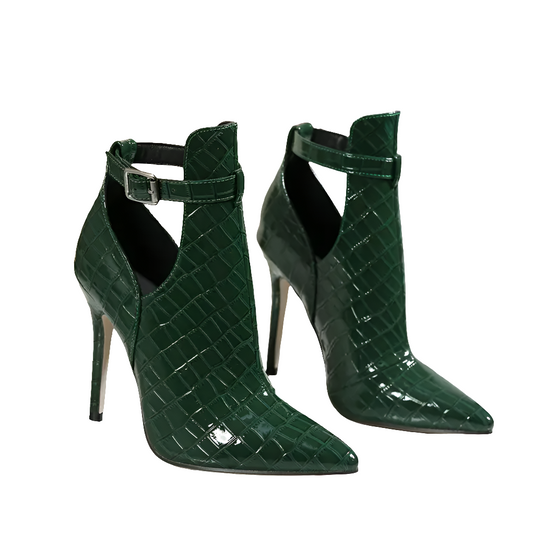 Green leather stilettos