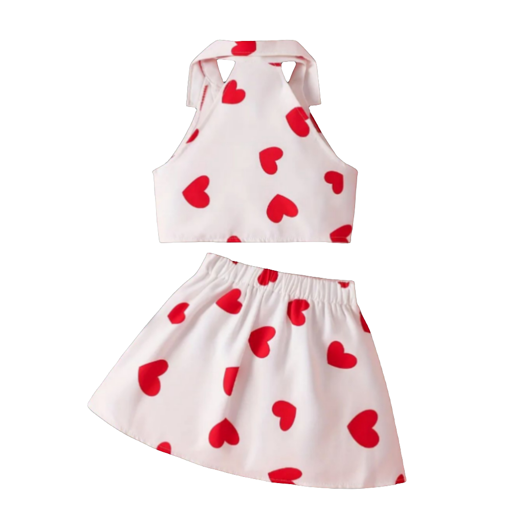 Girls Heart two piece skirt set