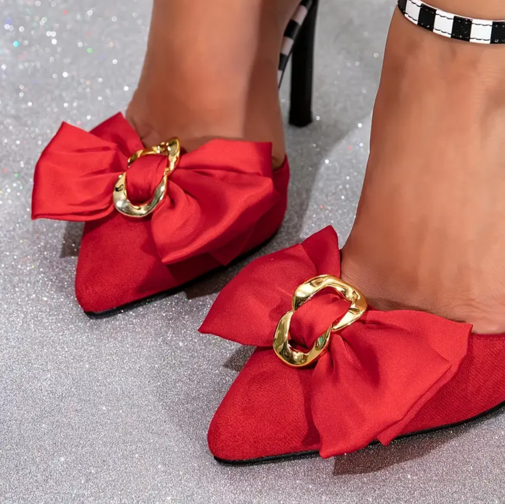 Stripe high fashion bow tie shoes