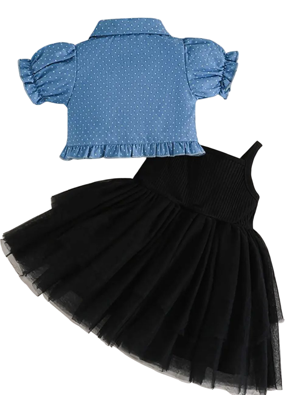 Girls two piece dress and jeans jacket set