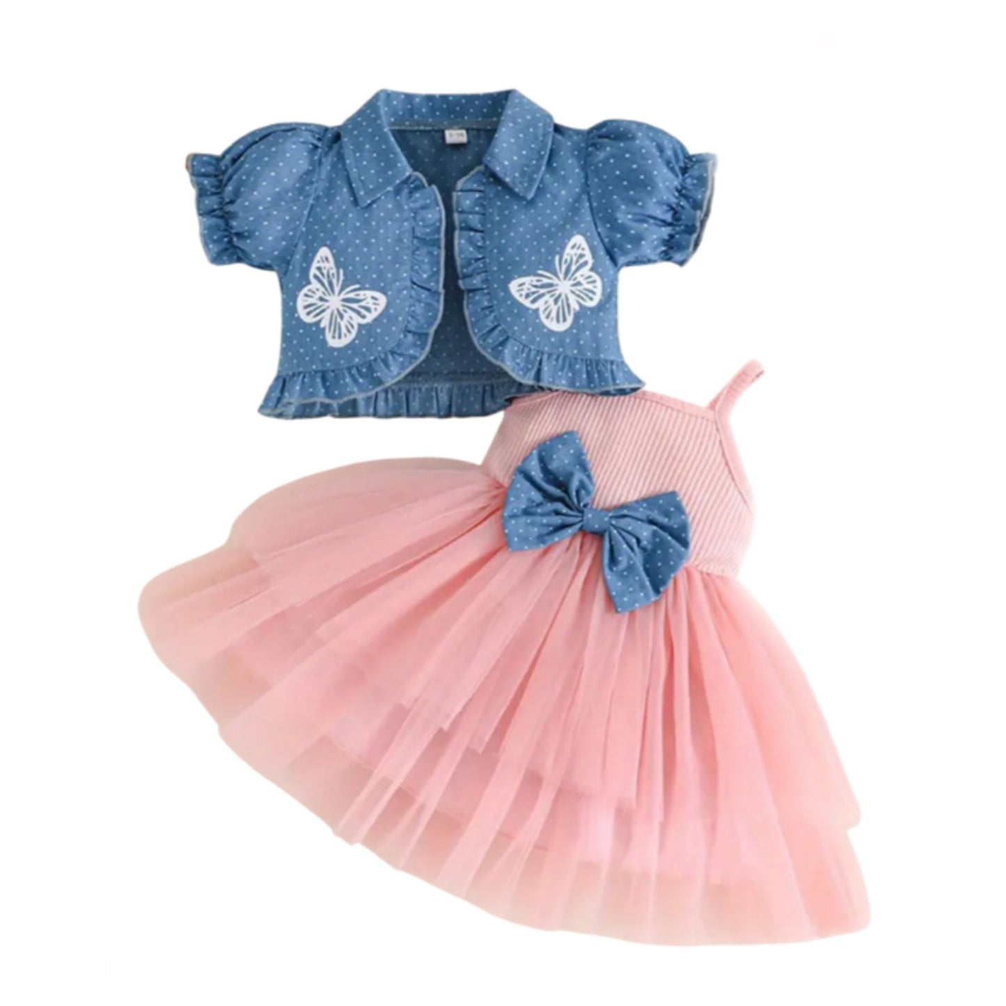 Girls two piece dress and jeans jacket set