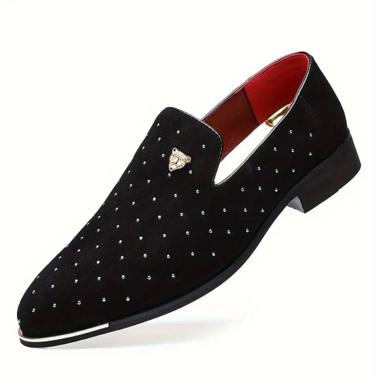 Men's dress shoes with gold trimming