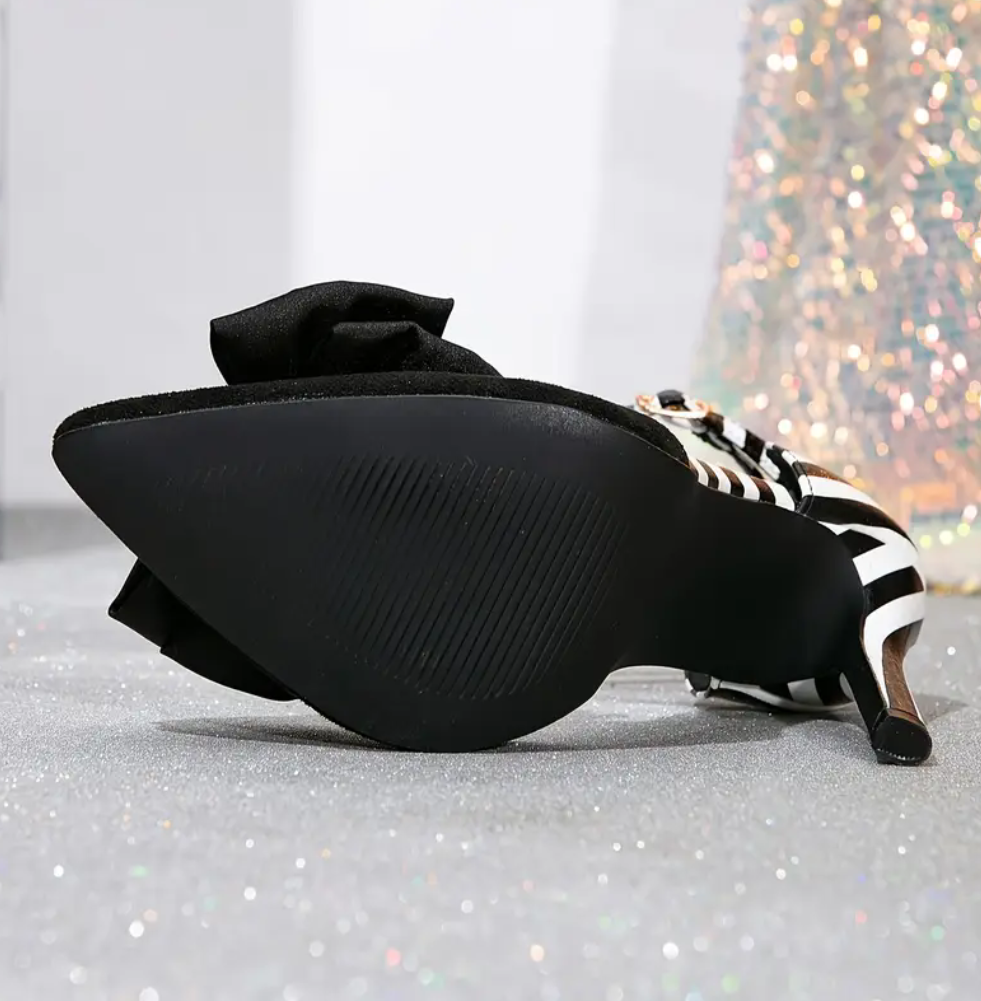 Stripe high fashion bow tie shoes