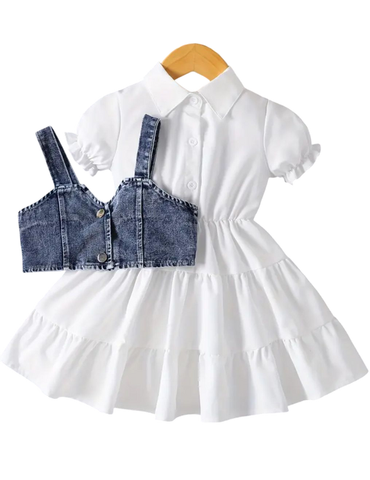 Girl dress and vest set