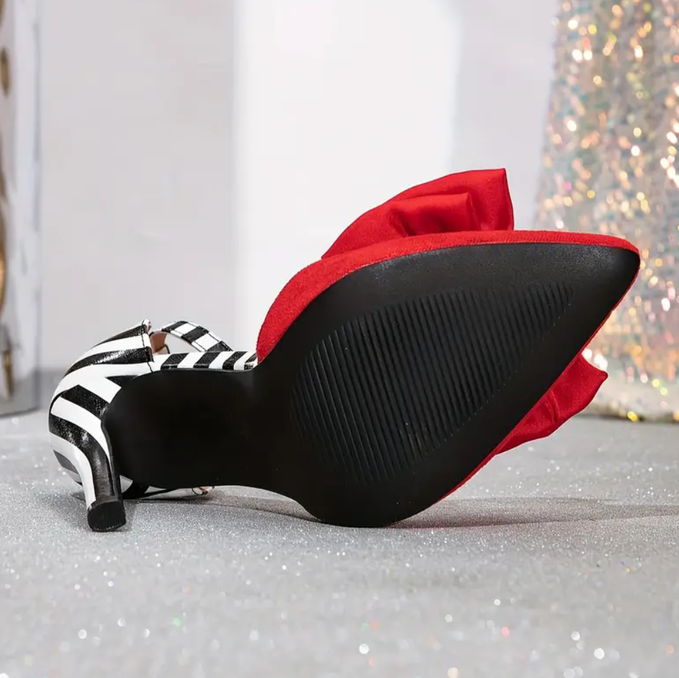 Stripe high fashion bow tie shoes