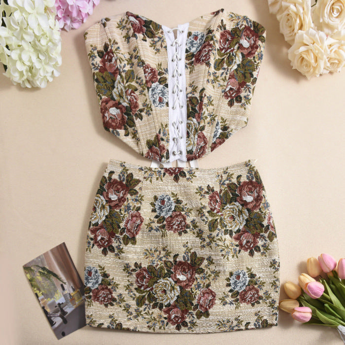 Bustier two-piece flower set