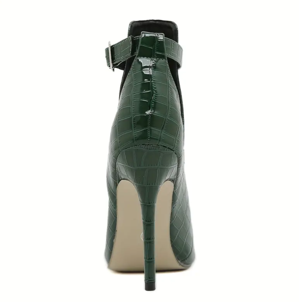 Green leather stilettos