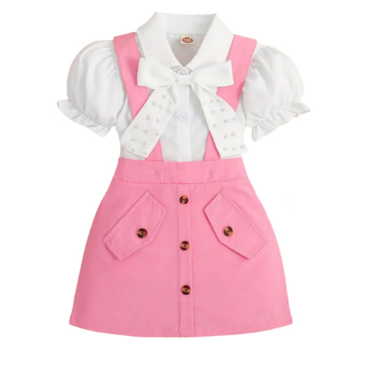 Girl Pink and White Dress set