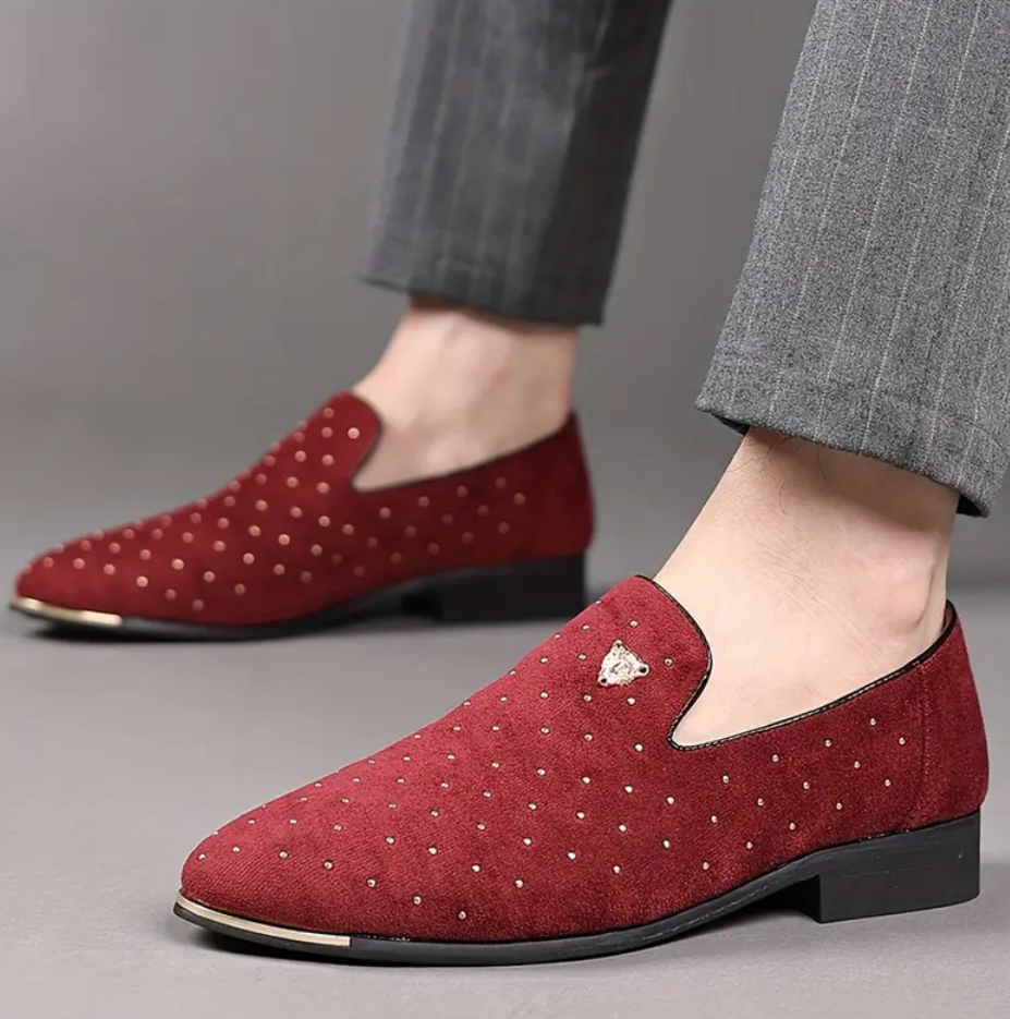Men's dress shoes with gold trimming
