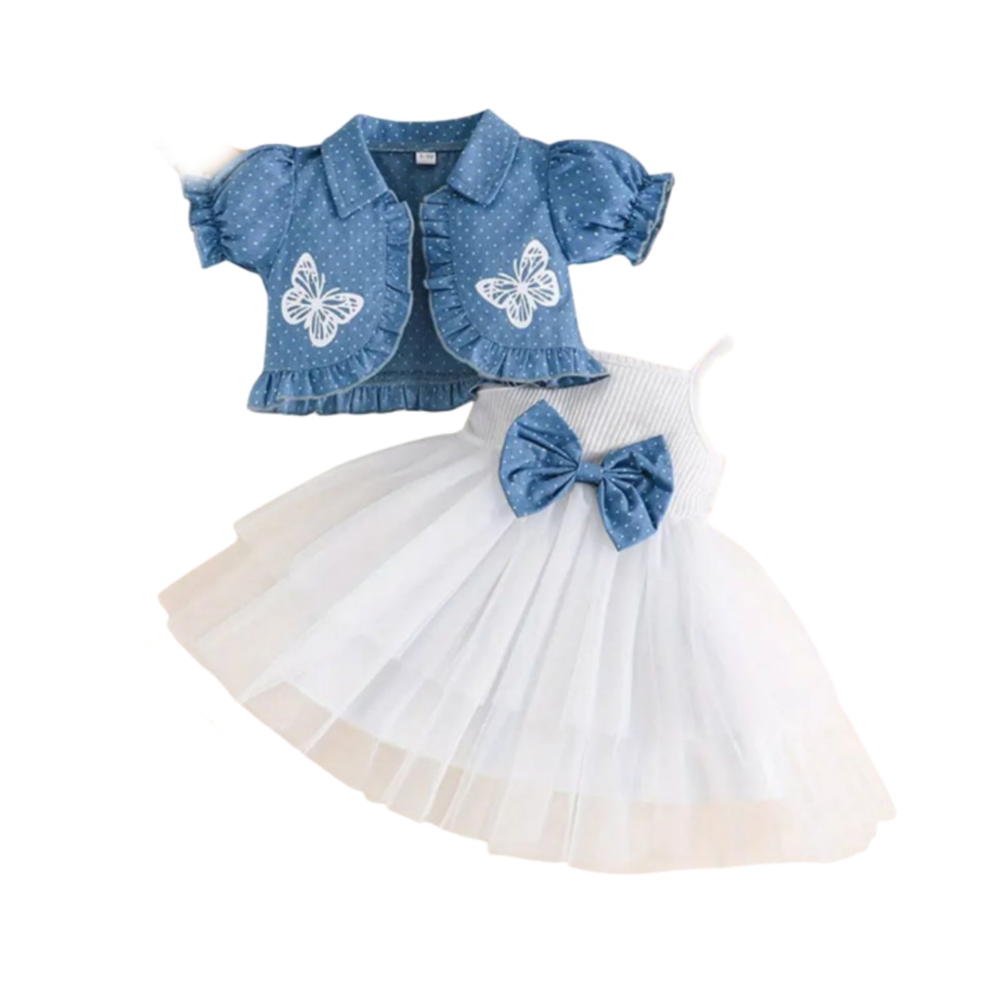 Girls two piece dress and jeans jacket set
