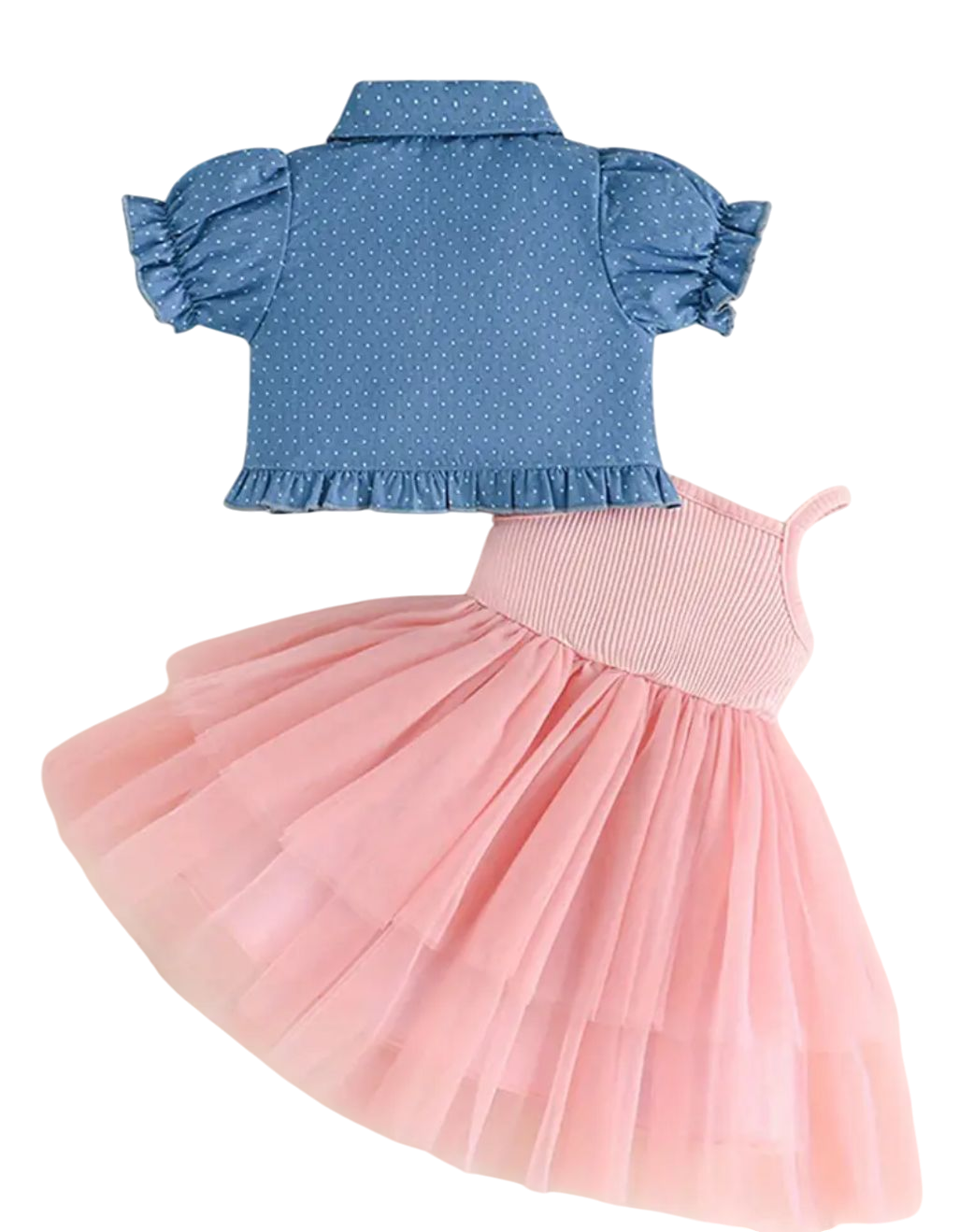 Girls two piece dress and jeans jacket set