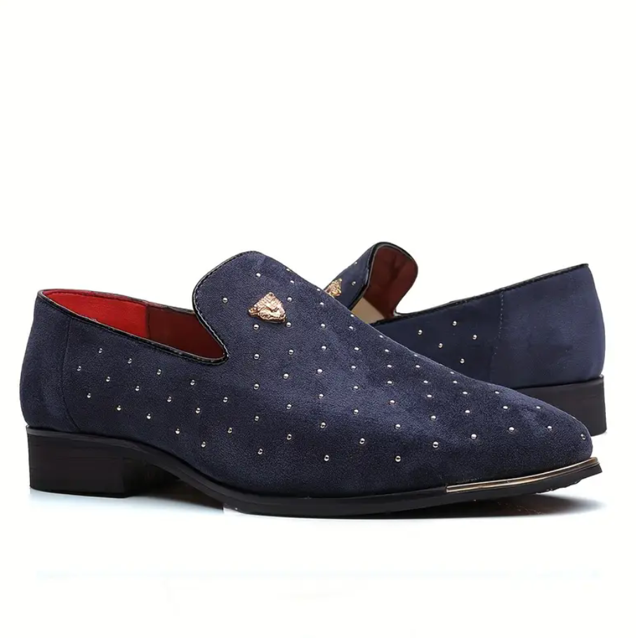 Men's dress shoes with gold trimming